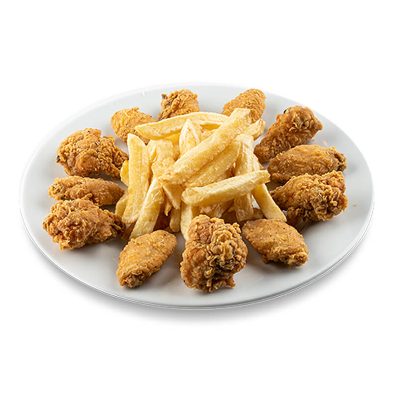 12 ROKYS WINGS + PAPAS FRITAS